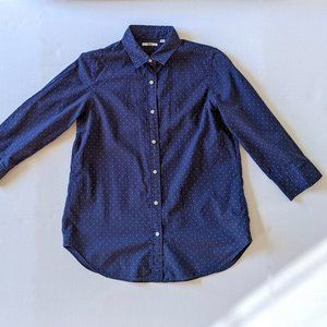 Uniqlo Polka Dot 3/4 Sleeve Button Down Shirt